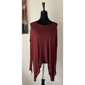 WE THE FREE Chasing You Hacci Knit Long Sleeve Top in Burgundy Size S